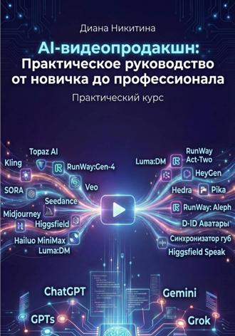 Обложка книги «AI-видеопродакшн: Практическое руководство от новичка до профессионала»