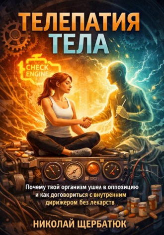 Обложка книги «Телепатия тела: Почему твой организм ушел в оппозицию и как договориться с внутренним дирижером без лекарств»