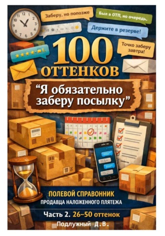 Обложка книги «100 оттенков «Я обязательно заберу посылку». Полевой справочник продавца наложенного платежа. Часть 2. 26-50 оттенок»