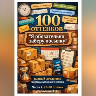 Обложка книги «100 оттенков «Я обязательно заберу посылку». Полевой справочник продавца наложенного платежа. Часть 2. 26-50 оттенок»