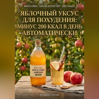 Обложка книги «Яблочный уксус для похудения: минус 200 ккал в день автоматически»