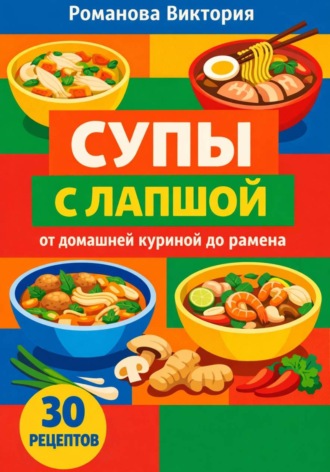 Обложка книги «Супы с лапшой: от домашней куриной до рамена»