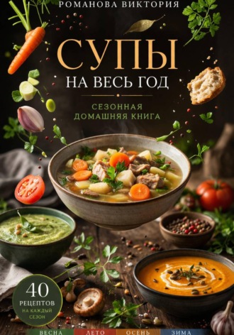 Обложка книги «Супы на весь год: сезонная домашняя книга»