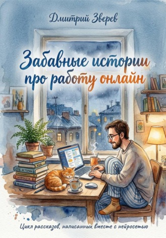 Обложка книги «Забавные истории про работу онлайн - цикл рассказов, написанных вместе с нейросетью»