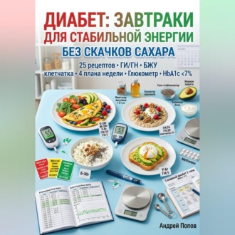 Обложка книги «Диабет: завтраки для стабильной энергии без скачков сахара»