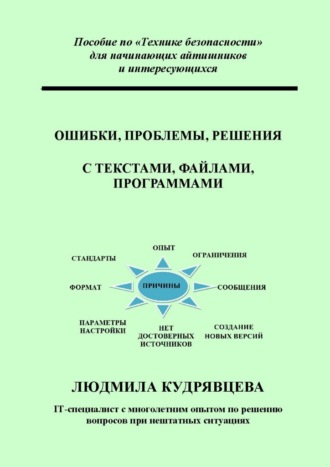 Обложка книги «Ошибки, проблемы, решения с текстами, файлами, программами. Пособие по «Технике безопасности» для начинающих айтишников и интересующихся»
