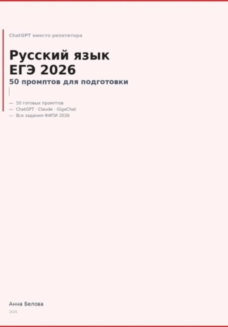 Обложка книги «Русский язык ЕГЭ 2026: 50 промптов по заданиям ФИПИ»