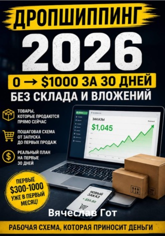 Обложка книги «Дропшиппинг 2026: 0 $1000 за 30 дней без склада и вложений»
