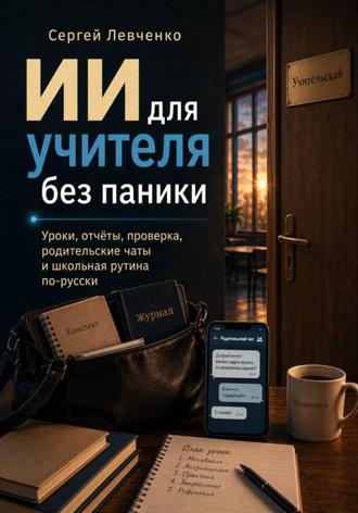 Обложка книги «ИИ для учителя без паники. Уроки, отчёты, проверка, родительские чаты и школьная рутина по-русски»