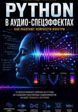 Обложка книги «Python в аудио-спецэффектах. Как работают нейросети изнутри.»
