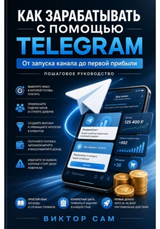 Обложка книги «Как зарабатывать с помощью Telegram. От запуска канала до первой прибыли. Пошаговое руководство»
