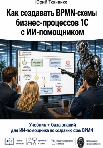 Обложка книги «Как создавать BPMN-схемы бизнес-процессов 1С с ИИ-помощником»