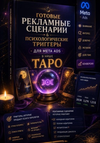 Обложка книги «Готовые рекламные сценарии и психологические триггеры для РК в нише ТАРО»