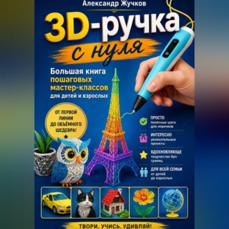Обложка книги «3D-ручка с нуля. Большая книга пошаговых мастер-классов для детей и взрослых»