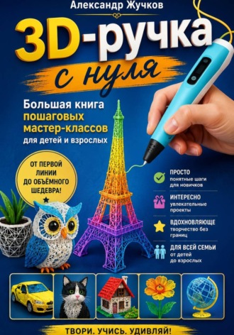 Обложка книги «3D-ручка с нуля. Большая книга пошаговых мастер-классов для детей и взрослых»