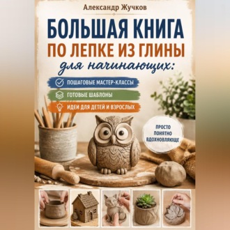 Обложка книги «Большая книга по лепке из глины для начинающих: пошаговые мастер-классы, готовые шаблоны и идеи для детей и взрослых.»
