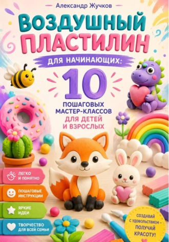 Обложка книги «Воздушный пластилин для начинающих 10 пошаговых мастер-классов для детей и взрослых»