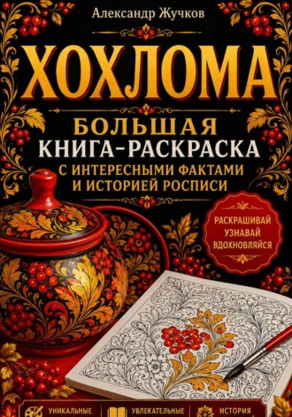Обложка книги «Хохлома. Большая книга-раскраска с интересными фактами и историей росписи»