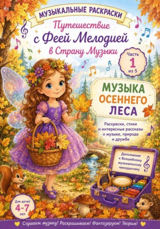 Обложка книги «Музыкальные раскраски. Путешествие с Феей Мелодией в Страну Музыки»