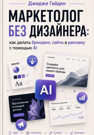 Обложка книги «Маркетолог без дизайнера: как делать брендинг, сайты и рекламу с помощью AI»