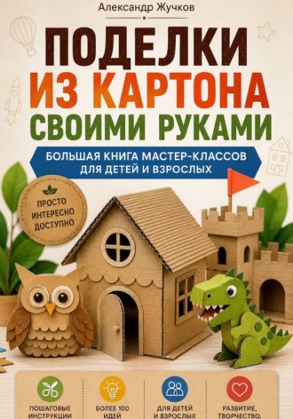 Обложка книги «Поделки из картона своими руками. Большая книга мастер-классов для детей и взрослых»