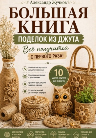 Обложка книги «Большая книга поделок из джута. Всё получится с первого раза!»
