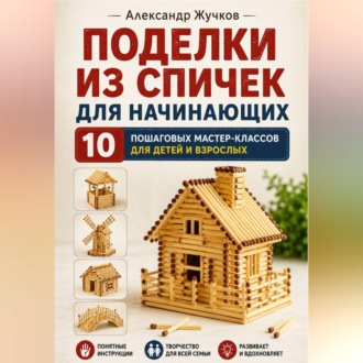 Обложка книги «Поделки из спичек для начинающих. 10 пошаговых мастер-классов для детей и взрослых»