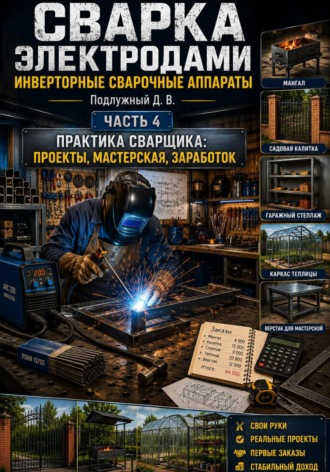 Обложка книги «Сварка электродами. Инверторные сварочные аппараты. Часть 4. Практика сварщика: проекты, мастерская, заработок»