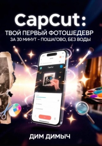 Обложка книги «Capcut: твой первый фотошедевр за 30 минут – пошагово, без воды»
