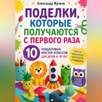 Обложка книги «Поделки, которые получаются с первого раза. 10 пошаговых мастер-классов для детей 6–10 лет»