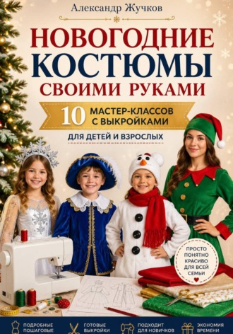 Обложка книги «Новогодние костюмы своими руками. 10 мастер-классов с выкройками для детей и взрослых»