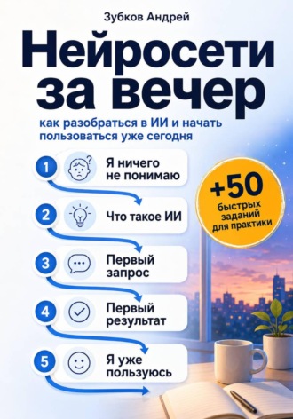 Обложка книги «Нейросети за вечер: как разобраться в ИИ и начать пользоваться уже сегодня»