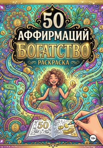 Обложка книги «Раскраска 50 аффирмаций Богатство»