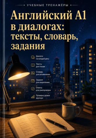 Обложка книги «Английский A1 в диалогах: тексты, словарь, задания»