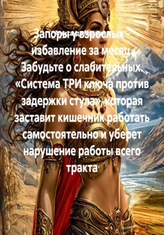 Обложка книги «Запоры у взрослых - избавление за месяц. Забудьте о слабительных. «Система ТРИ ключа против задержки стула», которая заставит кишечник работать самостоятельно и уберет нарушение работы всего тракта»