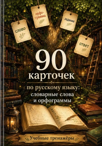 Обложка книги «90 карточек по русскому языку: словарные слова и орфограммы»