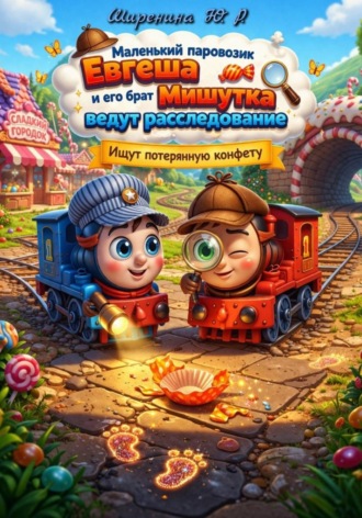 Обложка книги «Маленький паровозик Евгеша и его брат Мишутка ведут расследование. Ищут потерянную конфету»