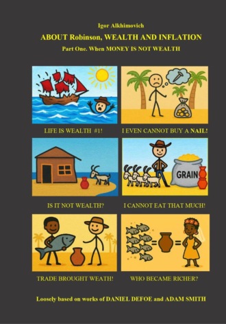 Обложка книги «ABOUT Robinson, WEALTH AND INFLATION. Part One. When MONEY IS NOT WEALTH.»