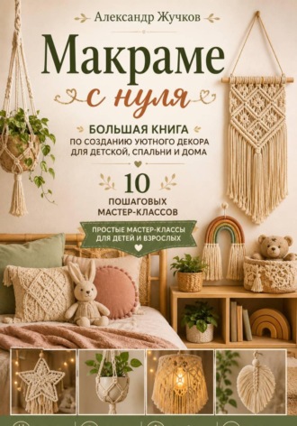 Обложка книги «Макраме с нуля. Большая книга по созданию уютного декора для детской, спальни и дома. Простые мастер-классы для детей и взрослых»