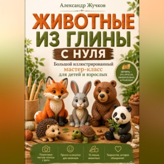 Обложка книги «Животные из глины с нуля. Большой иллюстрированный мастер-класс для детей и взрослых»