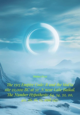 Обложка книги «The 1313 Empire Code: R and the Mal'ta site 22,000 BC at 52° N near Lake Baikal. The Number Hypothesis: 64, 34, 32, 20, 40, 26, 16, 15, and 247.»