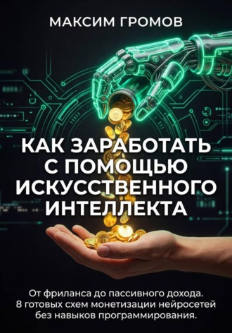 Обложка книги «Как заработать с помощью искусственного интеллекта. От фриланса до пассивного дохода. 8 готовых схем монетизации нейросетей без навыков программирования»
