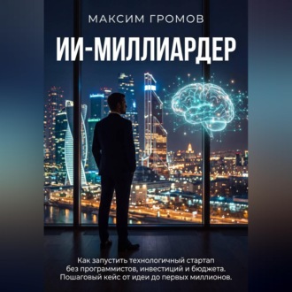Обложка книги «ИИ-МИЛЛИАРДЕР: Как запустить технологичный стартап без программистов, инвестиций и бюджета. Пошаговый кейс от идеи до первых миллионов.»
