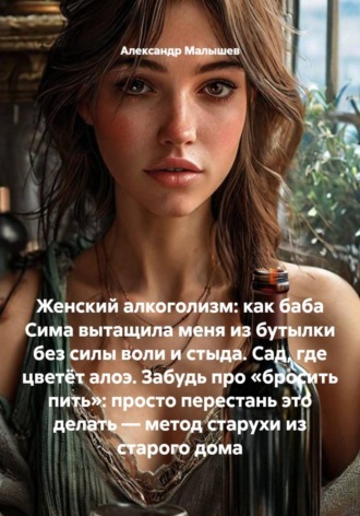 Обложка книги «Женский алкоголизм: как баба Сима вытащила меня из бутылки без силы воли и стыда. Сад, где цветёт алоэ. Забудь про «бросить пить»: просто перестань это делать — метод старухи из старого дома»