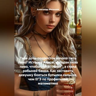 Обложка книги «Твоя дочь-подросток начала пить пиво? История Алисы, которая пила пиво, чтобы стать "своей", а стала рабыней банки. Как заставить девушку бояться бутылки сильнее, чем ЕГЭ по профильной математике»