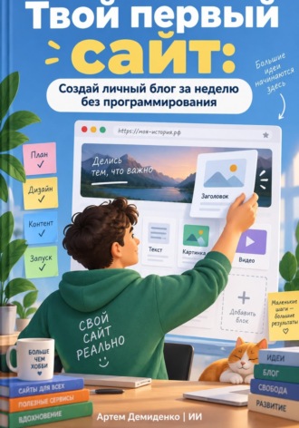 Обложка книги «Твой первый сайт: Создай личный блог за неделю без программирования»