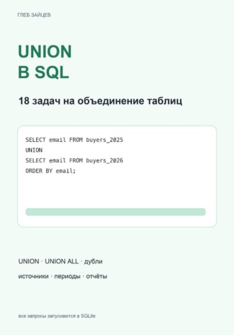 Обложка книги «UNION в SQL. 18 задач на объединение таблиц»