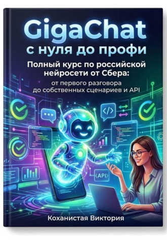 Обложка книги «GigaChat с нуля до профи. Полный курс по российской нейросети от Сбера: от первого разговора до собственных сценариев и API»