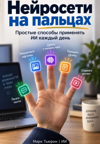 Обложка книги «Нейросети на пальцах: Простые способы применять ИИ каждый день»