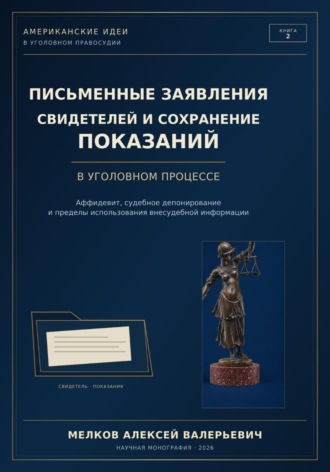 Обложка книги «ПИСЬМЕННЫЕ ЗАЯВЛЕНИЯ СВИДЕТЕЛЕЙ И СОХРАНЕНИЕ ПОКАЗАНИЙ»